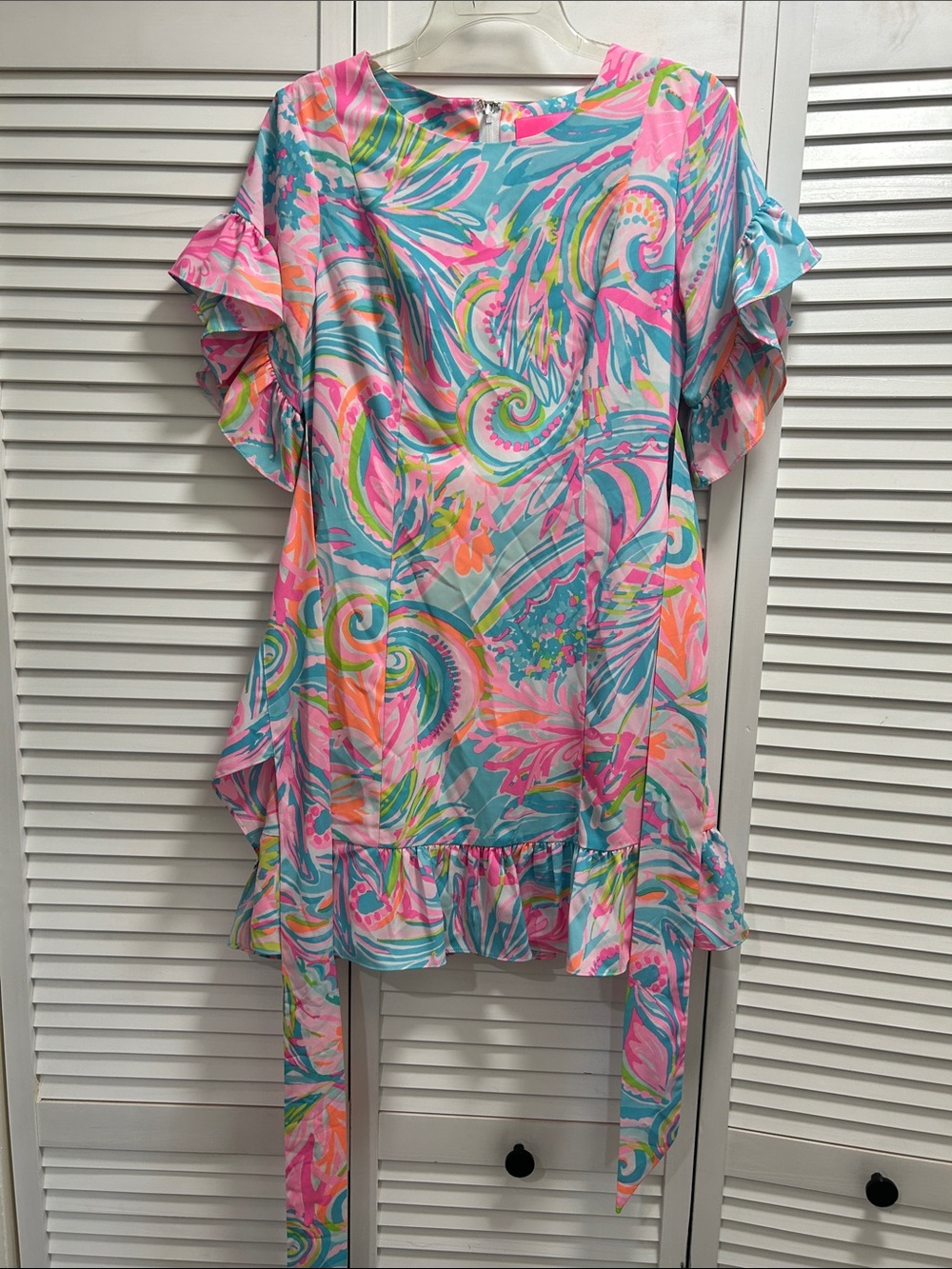Lilly Pulitzer Pink, Turquoise & Coral Ruffle-Sleeve Tunic